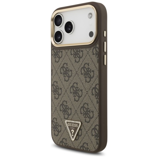 Guess 4G Triangle Logo MagSafe Case for iPhone 17 Pro Max - Brown &amp;amp; Gold