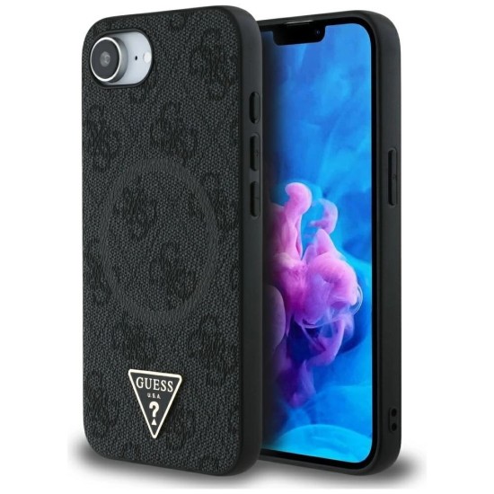 Guess 4G Ring Triangle Logo MagSafe case for iPhone 16e - black