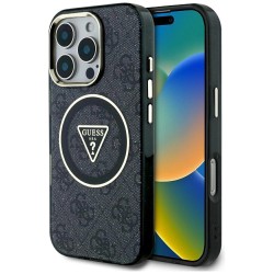 Guess IML Metal Glitter 4G Circle Triangle MagSafe Case for iPhone 16 Pro - Black Guess IML Metal Glitter 4G Circle Triangle MagSafe Case for iPhone 16 Pro - Black