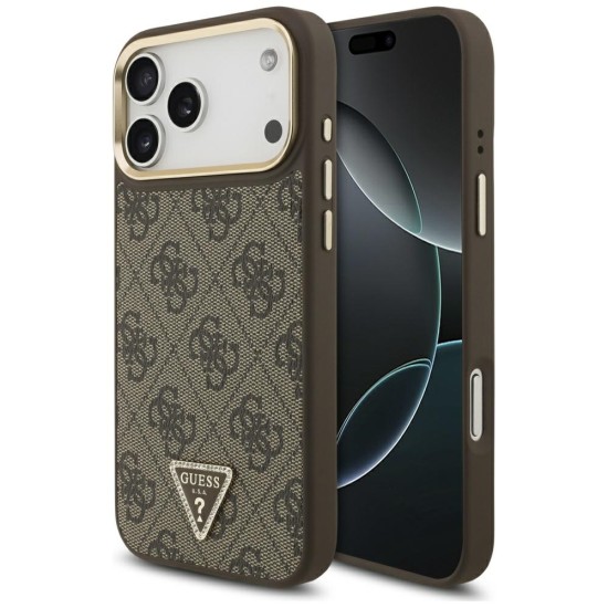 Guess 4G Triangle Logo MagSafe Case for iPhone 17 Pro Max - Brown &amp;amp; Gold