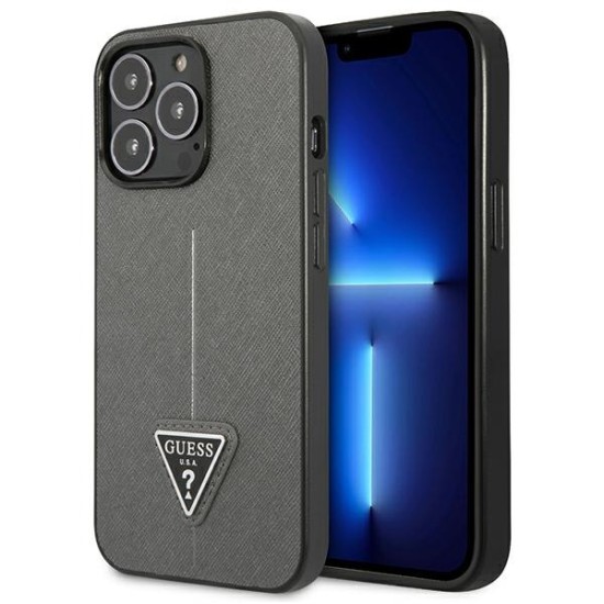 Guess Saffiano Triangle Logo case for iPhone 13 Pro Max 6.7" - silver Guess Saffiano Triangle Logo case for iPhone 13 Pro Max 6.7" - silver