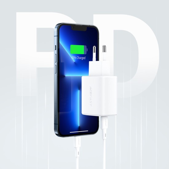 Acefast wall charger USB Type C / USB 20W, PPS, PD, QC 3.0, AFC, FCP white (A25 white) Acefast wall charger USB Type C / USB 20W, PPS, PD, QC 3.0, AFC, FCP white (A25 white)