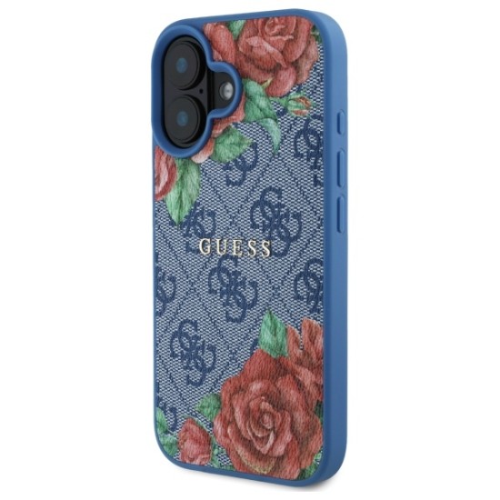Guess GUHMP16SP4ROPEMCB iPhone 16 6.1" blue/blue hardcase 4G Flowers Print MagSafe Guess GUHMP16SP4ROPEMCB iPhone 16 6.1" blue/blue hardcase 4G Flowers Print MagSafe
