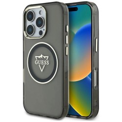 Guess IML Metal Mountain Logo MagSafe iPhone 16 Pro Case - Black Guess IML Metal Mountain Logo MagSafe iPhone 16 Pro Case - Black