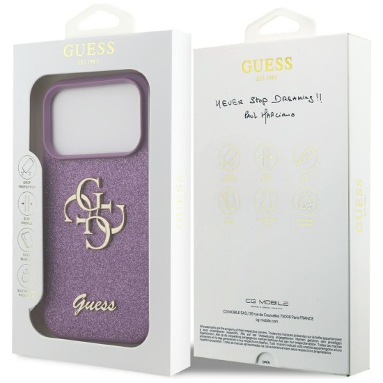 Guess Fixed Glitter Big 4G case for iPhone 17 Pro - purple Guess Fixed Glitter Big 4G case for iPhone 17 Pro - purple