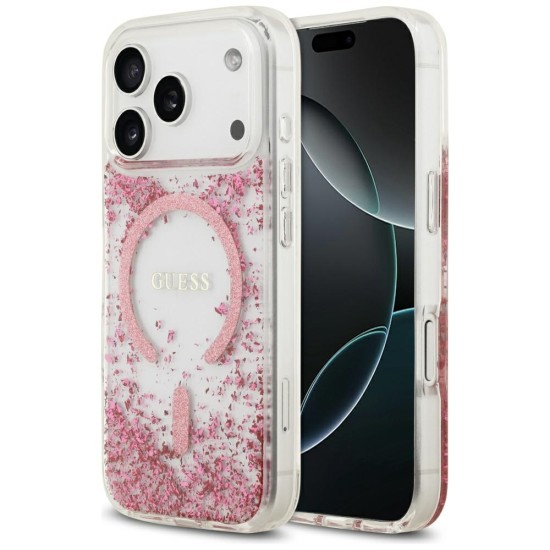 Guess Resin Bottom Glitter MagSafe Case for iPhone 17 Pro - Pink