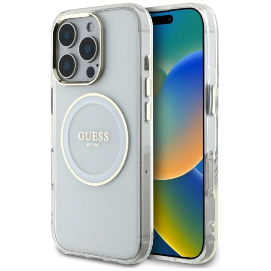 Guess IML Metal Colored Circle Classic Logo MagSafe case for iPhone 16 Pro Max - white Guess IML Metal Colored Circle Classic Logo MagSafe case for iPhone 16 Pro Max - white