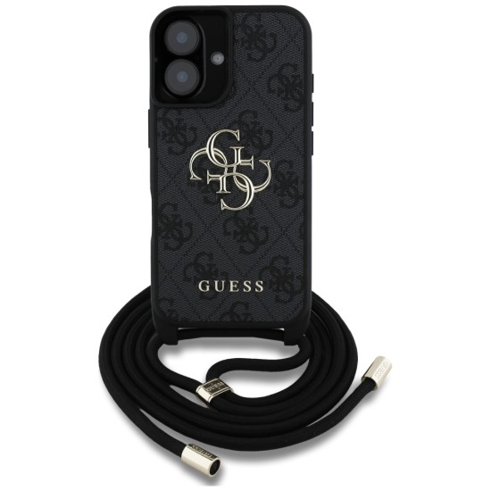 Guess 4G Big Logo Cord Stap Crossbody Case for iPhone 16 Plus Black Guess 4G Big Logo Cord Stap Crossbody Case for iPhone 16 Plus Black
