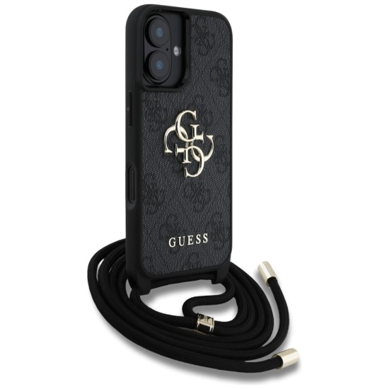 Guess 4G Big Logo Cord Stap Crossbody Case for iPhone 16 Plus Black Guess 4G Big Logo Cord Stap Crossbody Case for iPhone 16 Plus Black