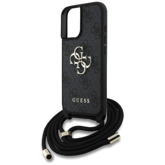 Guess 4G Big Logo Cord Stap Crossbody Case for iPhone 16 Plus Black Guess 4G Big Logo Cord Stap Crossbody Case for iPhone 16 Plus Black