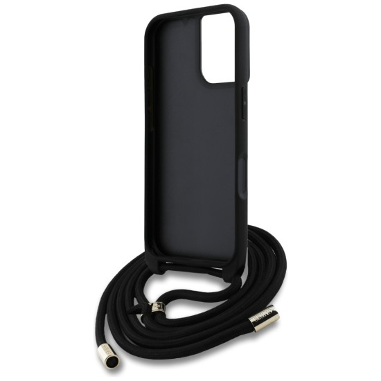 Guess 4G Big Logo Cord Stap Crossbody Case for iPhone 16 Plus Black Guess 4G Big Logo Cord Stap Crossbody Case for iPhone 16 Plus Black