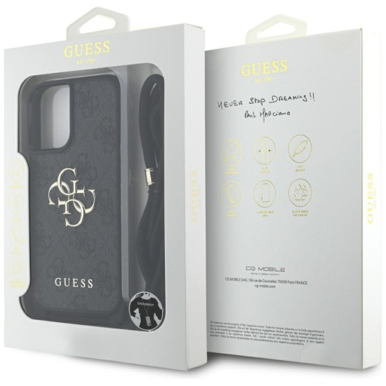 Guess 4G Big Logo Cord Stap Crossbody Case for iPhone 16 Plus Black Guess 4G Big Logo Cord Stap Crossbody Case for iPhone 16 Plus Black