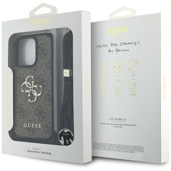 Guess 4G Big Logo Cord Stap Crossbody Case for iPhone 16 Pro Brown Guess 4G Big Logo Cord Stap Crossbody Case for iPhone 16 Pro Brown