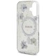 Guess Resin Flowers Glitter MagSafe case for iPhone 16 - purple