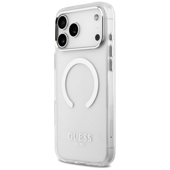 Guess Metal Outline MagSafe case for iPhone 17 Pro Max - silver
