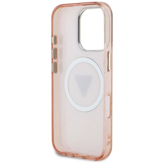 Guess IML Metal Glitter 4G Circle Triangle MagSafe Case for iPhone 16 Pro - Pink Guess IML Metal Glitter 4G Circle Triangle MagSafe Case for iPhone 16 Pro - Pink