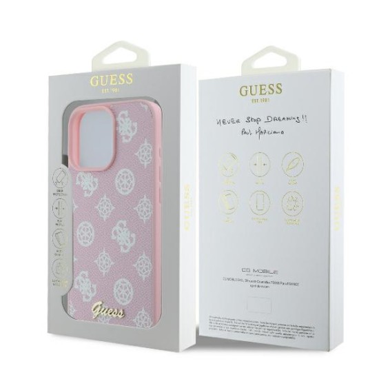 Guess Peony Script Logo MagSafe iPhone 16 Pro Case - Pink Guess Peony Script Logo MagSafe iPhone 16 Pro Case - Pink