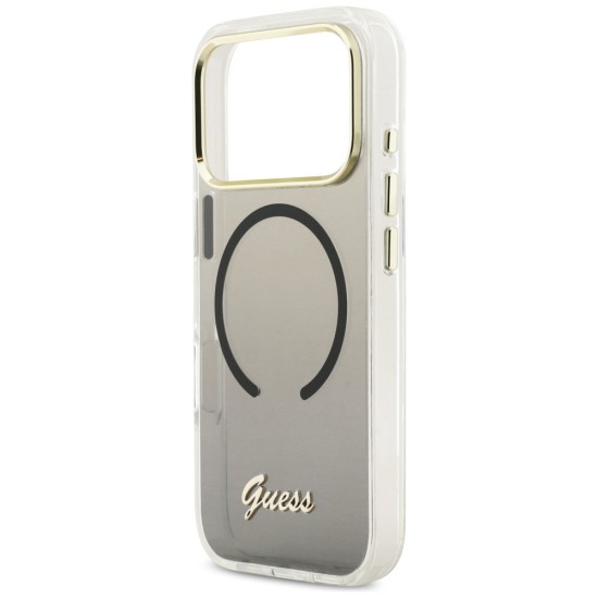 Guess IML Gradient Script Metal MagSafe Case for iPhone 17 Pro - Black