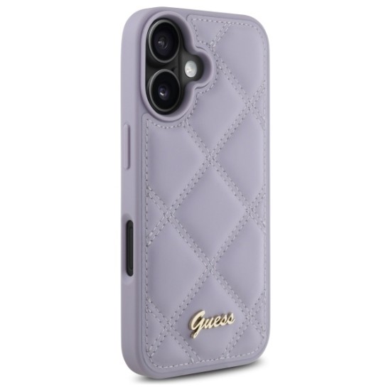 Guess Quilted Metal Logo case for iPhone 16 - light purple Guess Quilted Metal Logo case for iPhone 16 - light purple