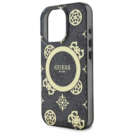 Guess IML Peony On 4G Background MagSafe case for iPhone 16 Pro - black Guess IML Peony On 4G Background MagSafe case for iPhone 16 Pro - black