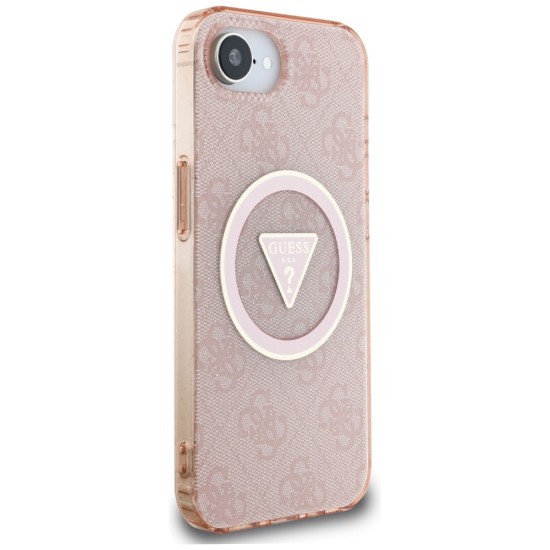Guess IML Metal Glitter 4G Circle Triangle MagSafe case for iPhone 16e - pink Guess IML Metal Glitter 4G Circle Triangle MagSafe case for iPhone 16e - pink