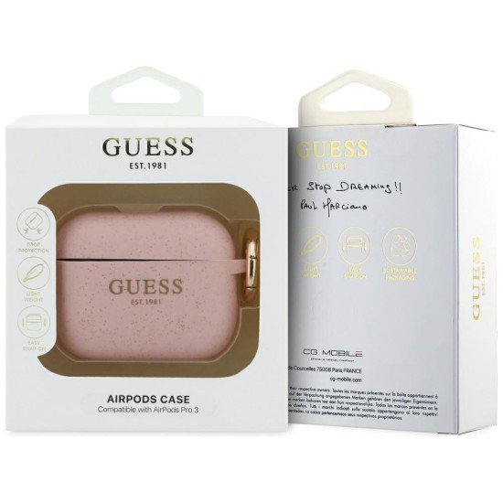 Guess Silicone Glitter Ring Case for AirPods Pro 3 - Pink Guess Silicone Glitter Ring Case for AirPods Pro 3 - Pink