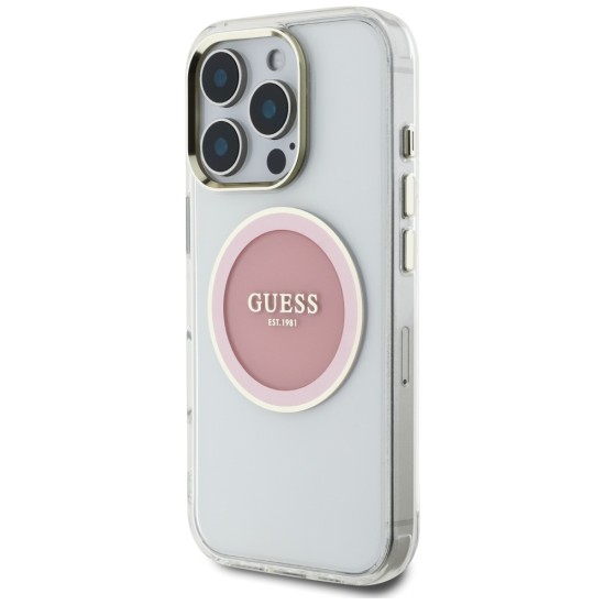 Guess IML Metal Colored Circle Classic Logo MagSafe iPhone 16 Pro Case - Pink Guess IML Metal Colored Circle Classic Logo MagSafe iPhone 16 Pro Case - Pink