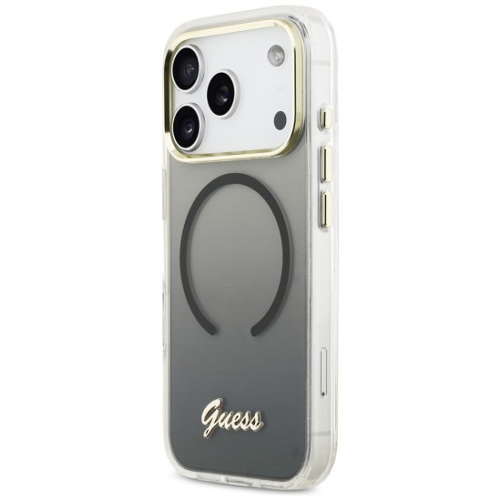 Guess IML Gradient Script Metal MagSafe Case for iPhone 17 Pro - Black