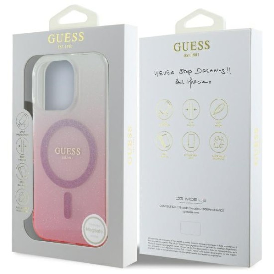 Guess IML Glitter Gradient MagSafe Case for iPhone 16 Pro - Pink Guess IML Glitter Gradient MagSafe Case for iPhone 16 Pro - Pink