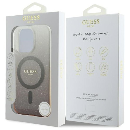 Guess IML Glitter Gradient MagSafe iPhone 16 Pro Case - Brown Guess IML Glitter Gradient MagSafe iPhone 16 Pro Case - Brown