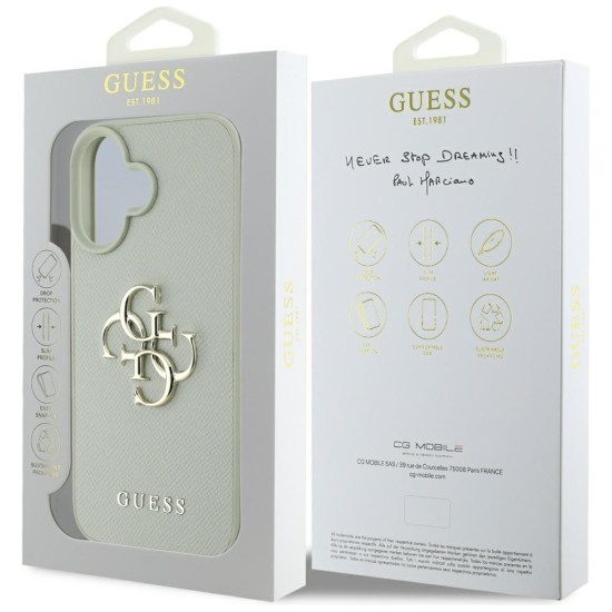 Guess Grained Big 4G Logo Small Classic Logo case for iPhone 16 - green