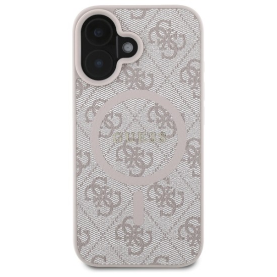 Guess 4G Ring Classic Logo MagSafe iPhone 16 Case - Pink