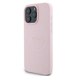 Guess MagSafe Grained Gold Ring iPhone 15 Pro Max Case - Pink Guess MagSafe Grained Gold Ring iPhone 15 Pro Max Case - Pink