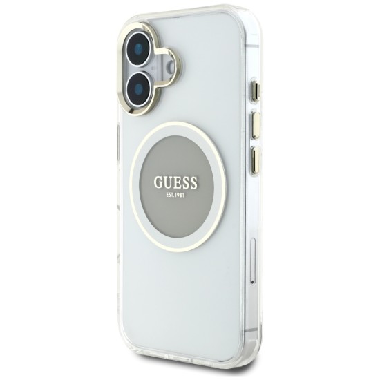 Guess IML Metal Colored Circle Classic Logo MagSafe case for iPhone 16 - gray Guess IML Metal Colored Circle Classic Logo MagSafe case for iPhone 16 - gray