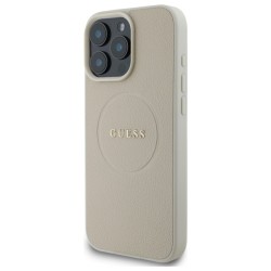 Guess Grained Gold Ring MagSafe Case for iPhone 16 Pro Max - Beige Guess Grained Gold Ring MagSafe Case for iPhone 16 Pro Max - Beige