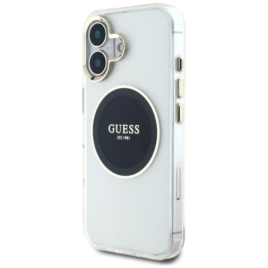Guess IML Metal Colored Circle Classic Logo MagSafe case for iPhone 16 - black Guess IML Metal Colored Circle Classic Logo MagSafe case for iPhone 16 - black