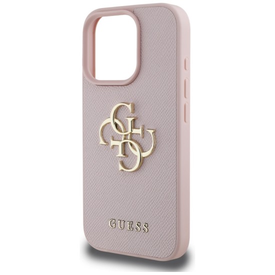 Guess Grained Big 4G Logo Small Classic Logo Case for iPhone 16 Pro - Pink Guess Grained Big 4G Logo Small Classic Logo Case for iPhone 16 Pro - Pink
