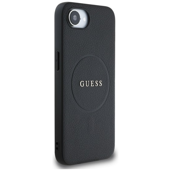 Guess PU Grained Classic Logo case with MagSafe for iPhone 16e - black Guess PU Grained Classic Logo case with MagSafe for iPhone 16e - black