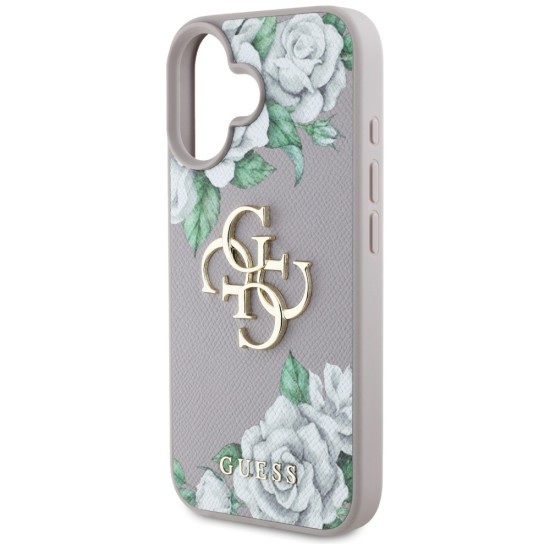 Guess Grained Roses Big 4G Logo iPhone 16 Case - Purple Guess Grained Roses Big 4G Logo iPhone 16 Case - Purple
