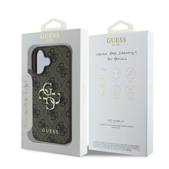 Guess 4G Big Logo Case for iPhone 16 - Brown Guess 4G Big Logo Case for iPhone 16 - Brown