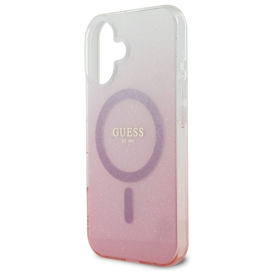Guess IML Glitter Gradient MagSafe iPhone 16 Case - Pink Guess IML Glitter Gradient MagSafe iPhone 16 Case - Pink