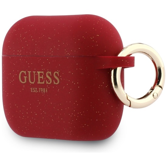 Guess Silicone Glitter Ring Case for AirPods Pro 3 - Red and Glitter Guess Silicone Glitter Ring Case for AirPods Pro 3 - Red and Glitter