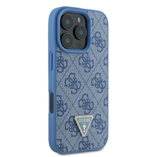 Guess Leather Metal Logo Strass Crossbody Case for iPhone 16 Pro - Blue Guess Leather Metal Logo Strass Crossbody Case for iPhone 16 Pro - Blue