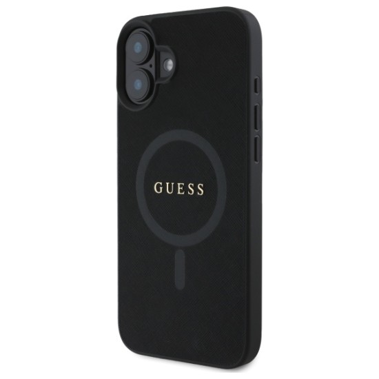 Guess Saffiano Classic Logo MagSafe case for iPhone 16 - black Guess Saffiano Classic Logo MagSafe case for iPhone 16 - black