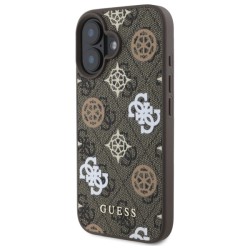 Guess Peony On 4G Background MagSafe case for iPhone 16 - brown Guess Peony On 4G Background MagSafe case for iPhone 16 - brown