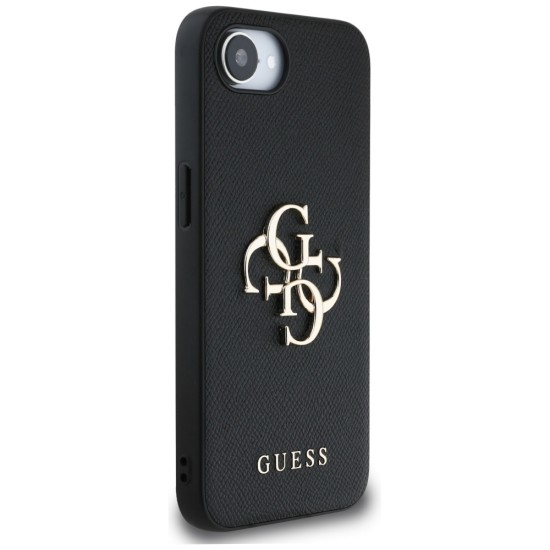 Guess PU Grained 4G Metal Logo case for iPhone 16e - black Guess PU Grained 4G Metal Logo case for iPhone 16e - black