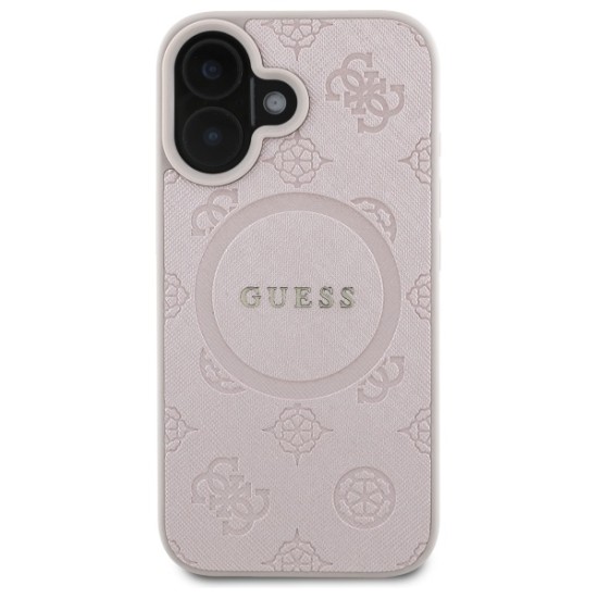 Guess Saffiano Peony Classic Logo MagSafe iPhone 16 Case - Pink Guess Saffiano Peony Classic Logo MagSafe iPhone 16 Case - Pink