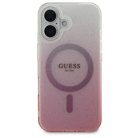Guess IML Glitter Gradient MagSafe iPhone 16 Case - Pink Guess IML Glitter Gradient MagSafe iPhone 16 Case - Pink