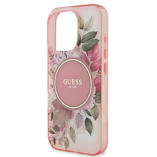 Guess IML Flower &amp;amp; Tonal Circle MagSafe iPhone 16 Pro Max Case - Pink