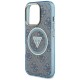 Guess IML Metal Glitter 4G Circle Triangle MagSafe Case for iPhone 16 Pro Max - Blue Guess IML Metal Glitter 4G Circle Triangle MagSafe Case for iPhone 16 Pro Max - Blue